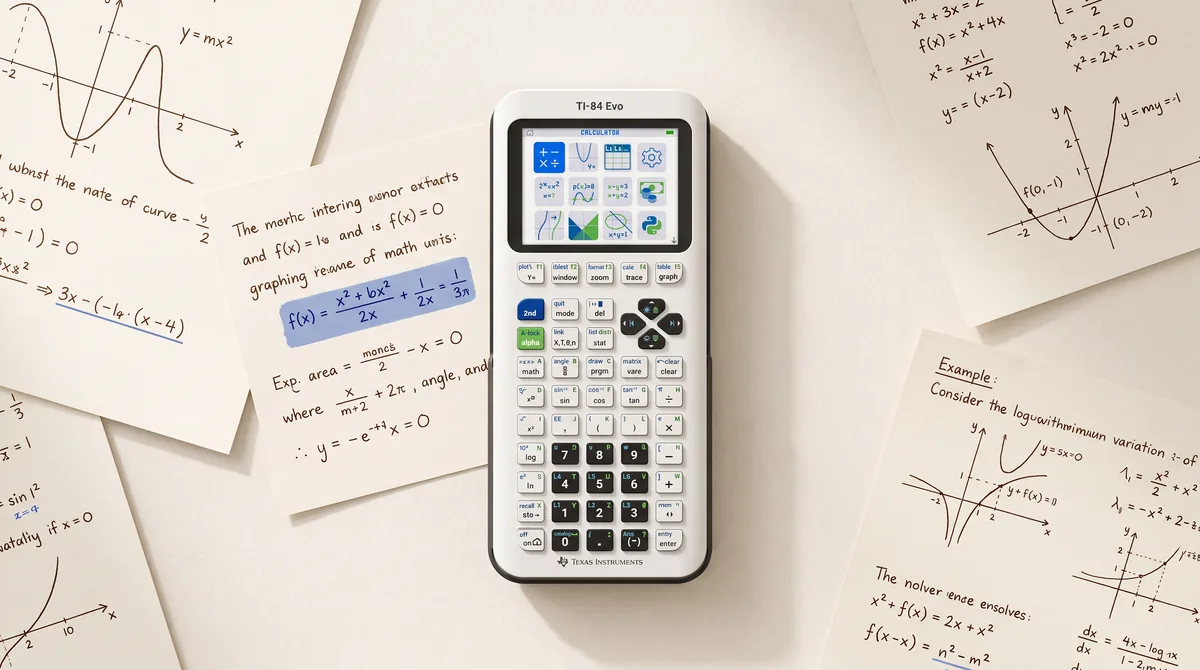 TI-84 Evo calculator showing its new icon home screen